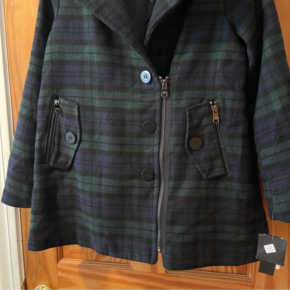 Steve Madden Plaid Peacoat with Faux Shearling Collar NWT - Picture 5 of 13